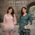 Women styled in trendy co-ord sets offering effortless styling and perfectly matched outfits by Pryom
