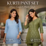 Women wearing elegant kurti pant sets suitable for daily wear, office wear and casual occasions by Pryom