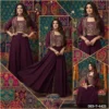 Maroon crop top skirt set with heavy embroidered jacket for wedding and festive occasions